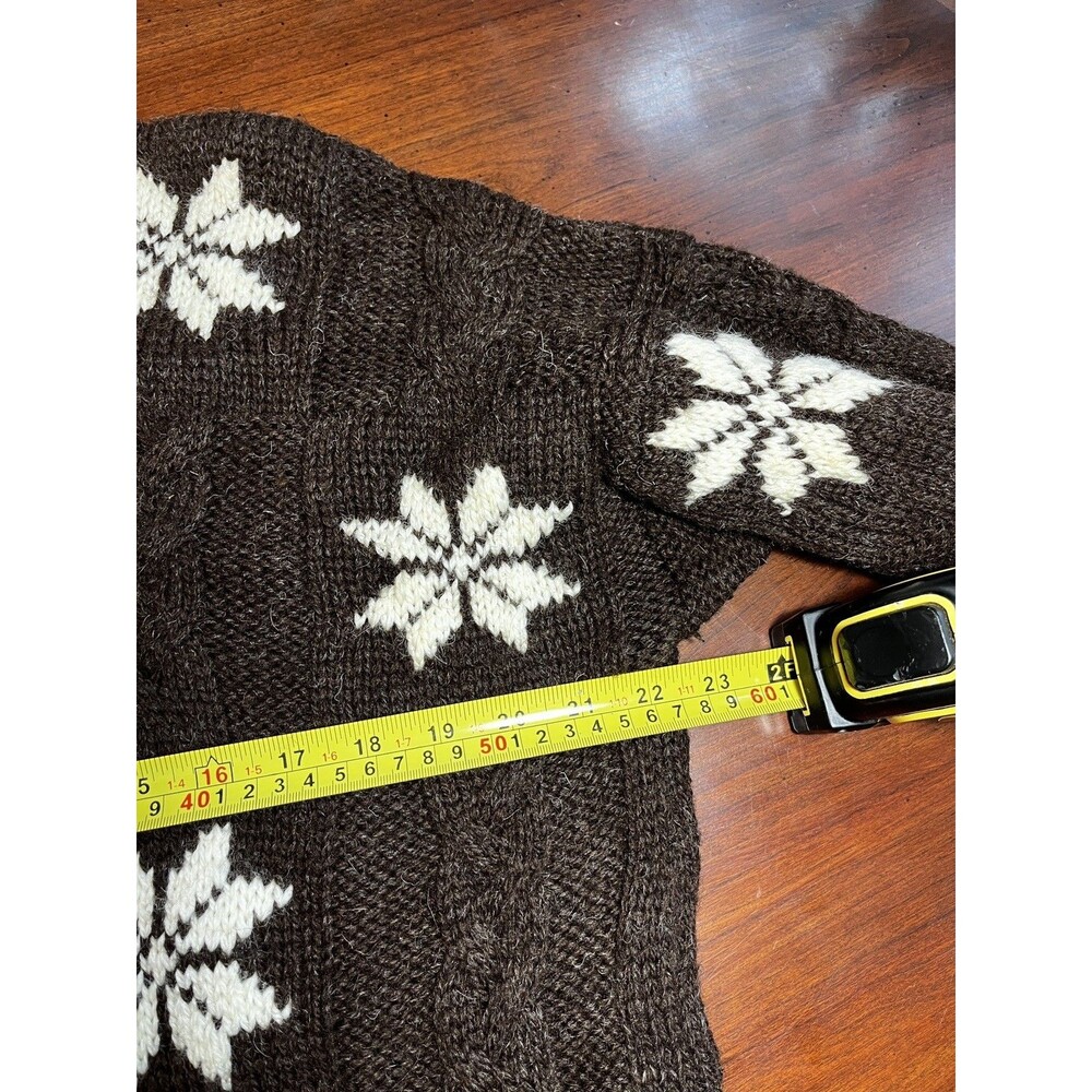 Lands End Vintage Wool Snowflake Sweater Womens S Brown Cable Knit Made 90s - Picture 6 of 8